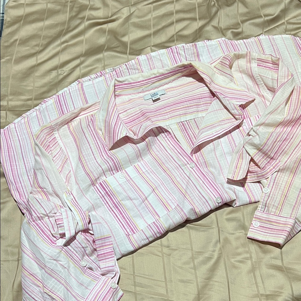 Croft & Barrow Woman Pink and white Striped Shirt